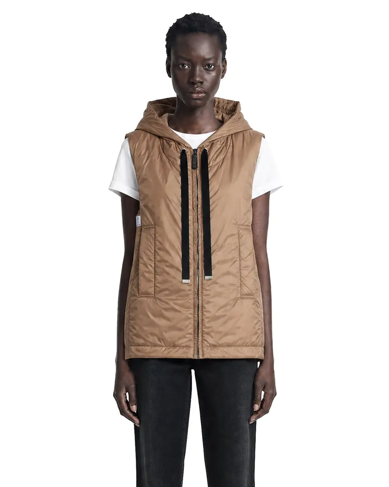 Max Mara Padded Water-Repellent Hooded Gilet Beige