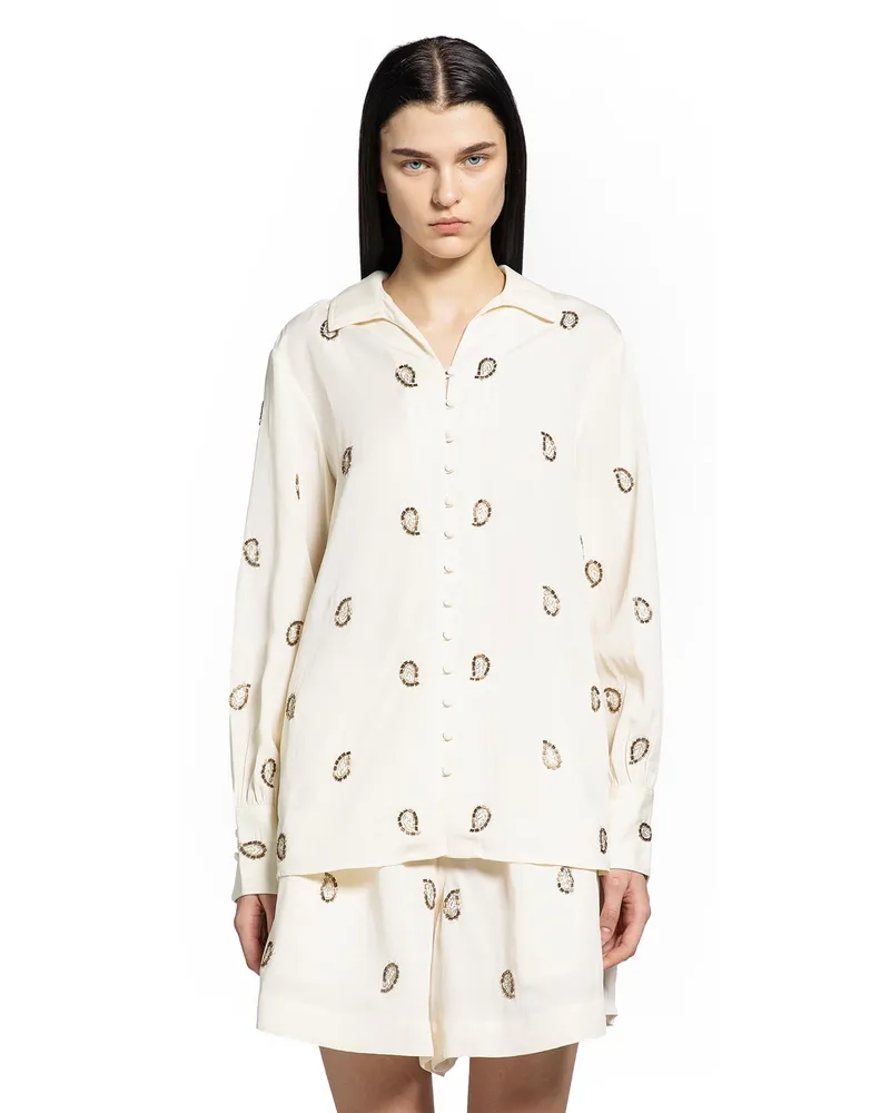 Ralph Lauren Beaded Paisley Top Off-white