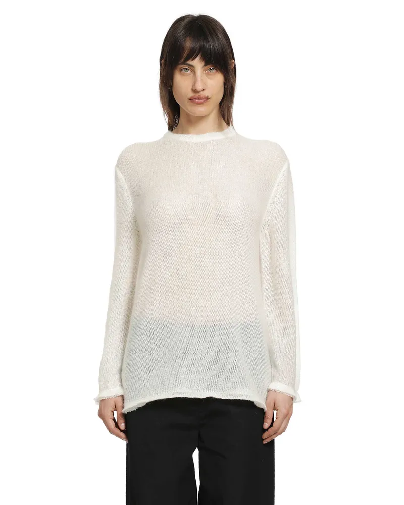Totême Long Open Weave Knit Sweater Off-white