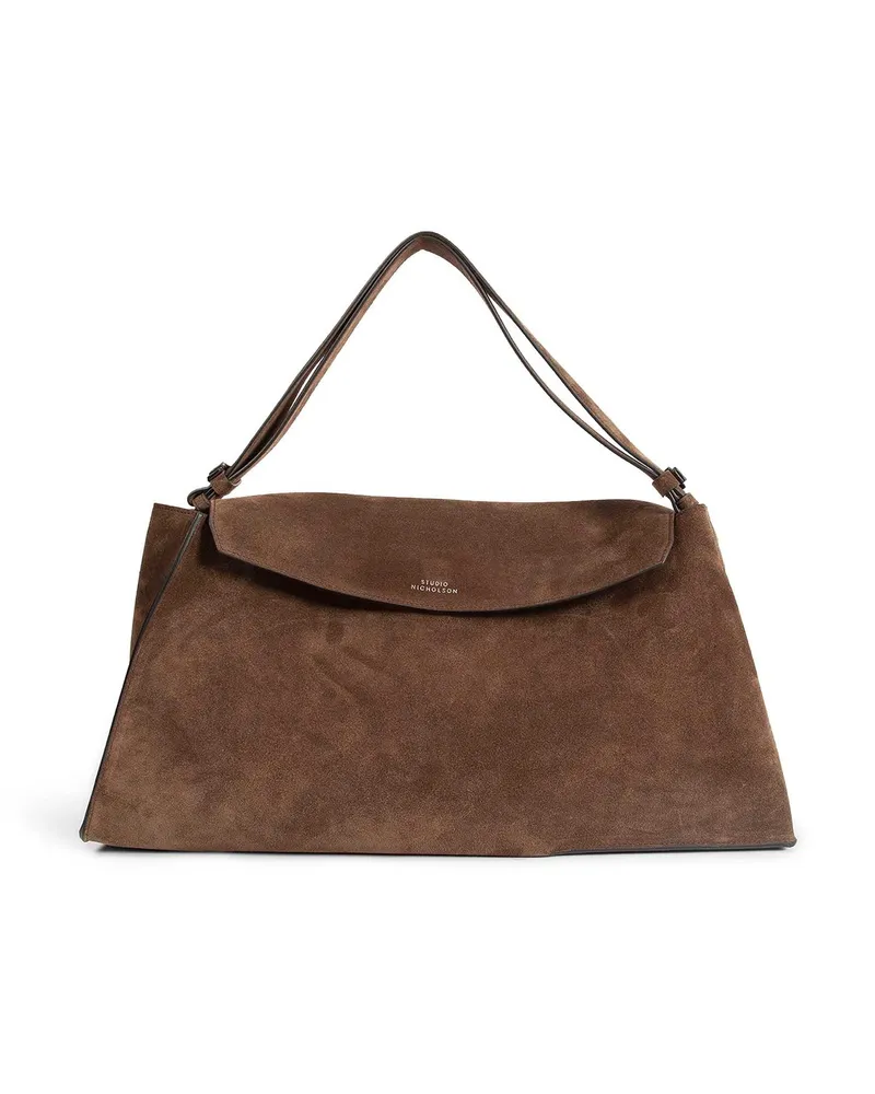 Studio Nicholson Shiboru Suede Shoulder Bag Brown