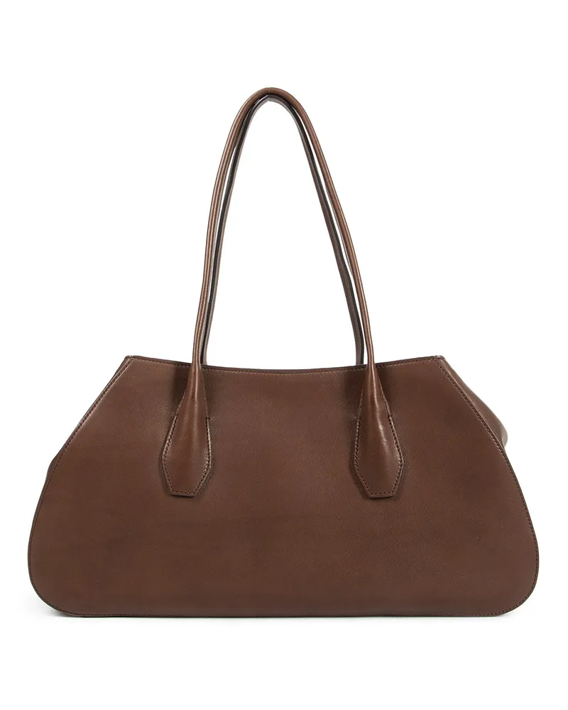 The Row Alger Shoulder Bag In Leather Brown