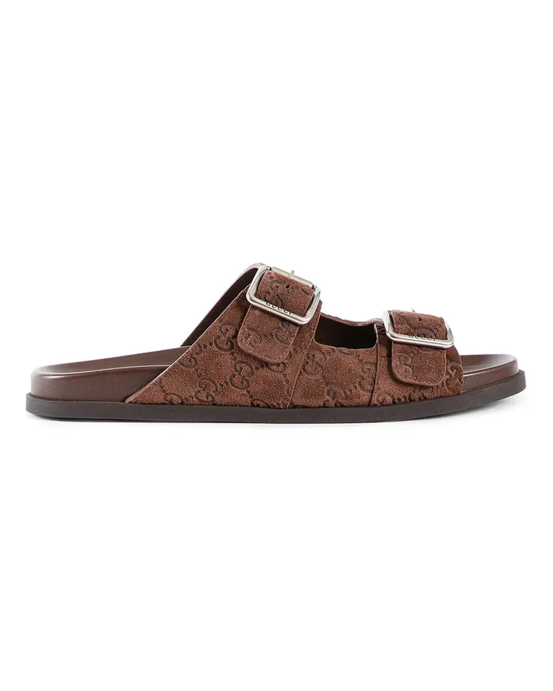 Gucci Sandali in pelle scamosciata GG Brown
