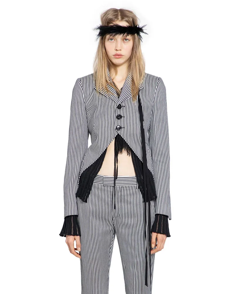Ann Demeulemeester Lune Open Front Fitted Jacket Black&white