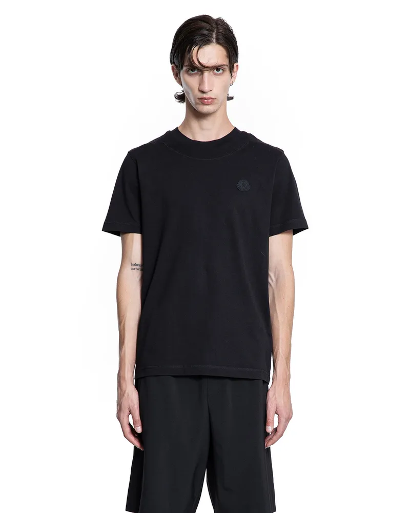 Moncler Logo Patch Cotton T-Shirt Black