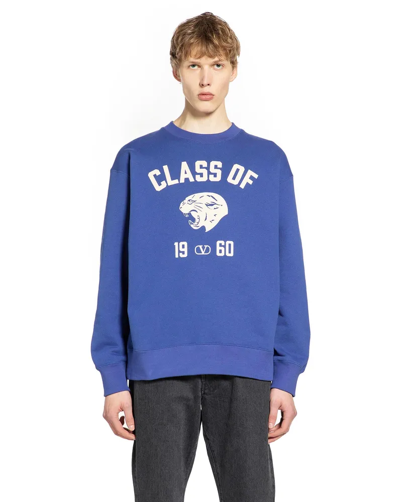 Valentino Garavani Panther Print Sweatshirt Blue