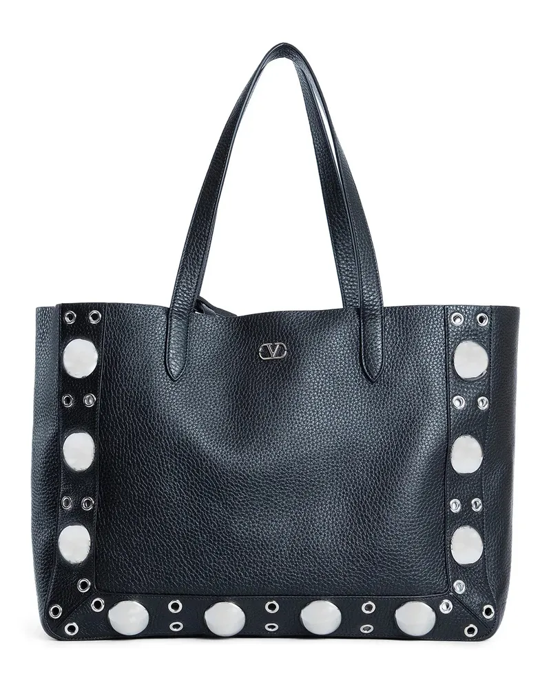 Valentino Garavani Nellcôte Medium Shopping Bag in grainy Calfskin Black