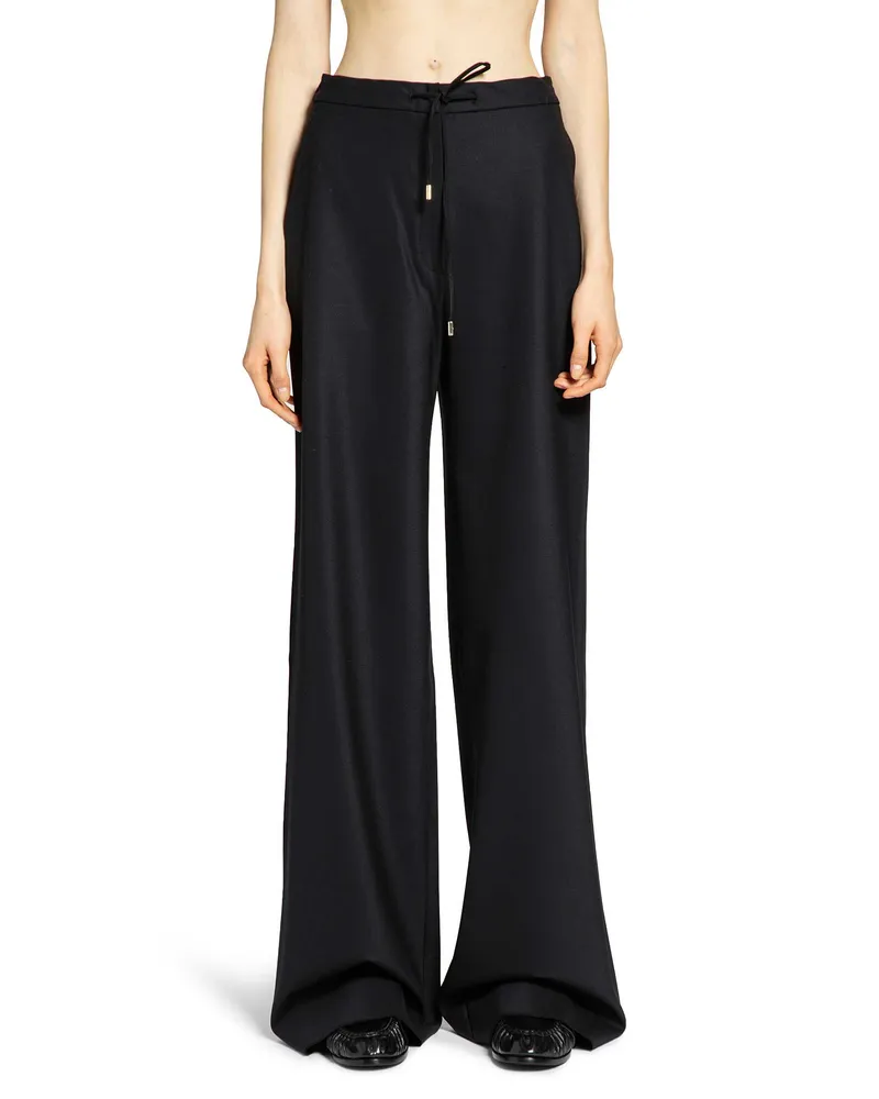 Max Mara Wool Twill Drawstring Trousers Black