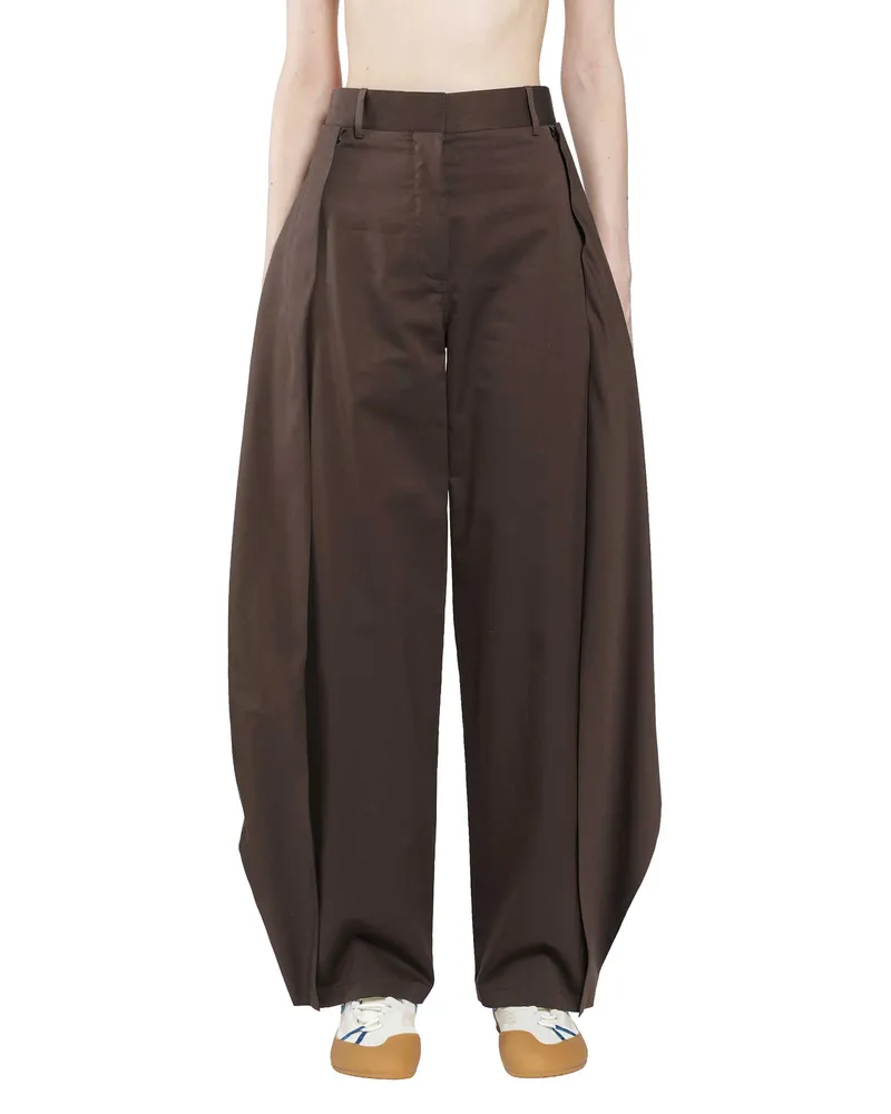 Loewe Cotton Silk Trousers Brown