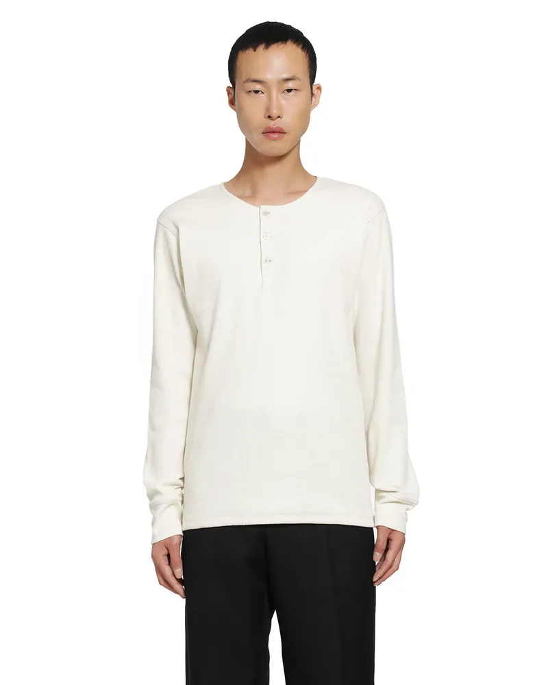 Christophe Lemaire Long Sleeve Henley T-Shirt Off-white