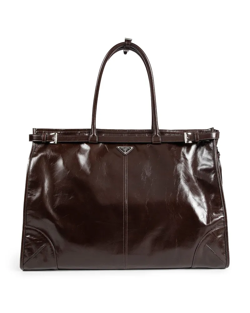 Prada Bonnie Leather Tote Bag Brown