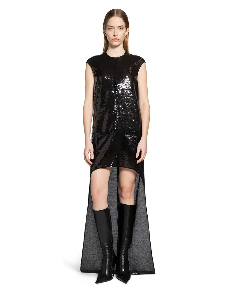 Courrèges Circle Edged Sequins Long Dress Black