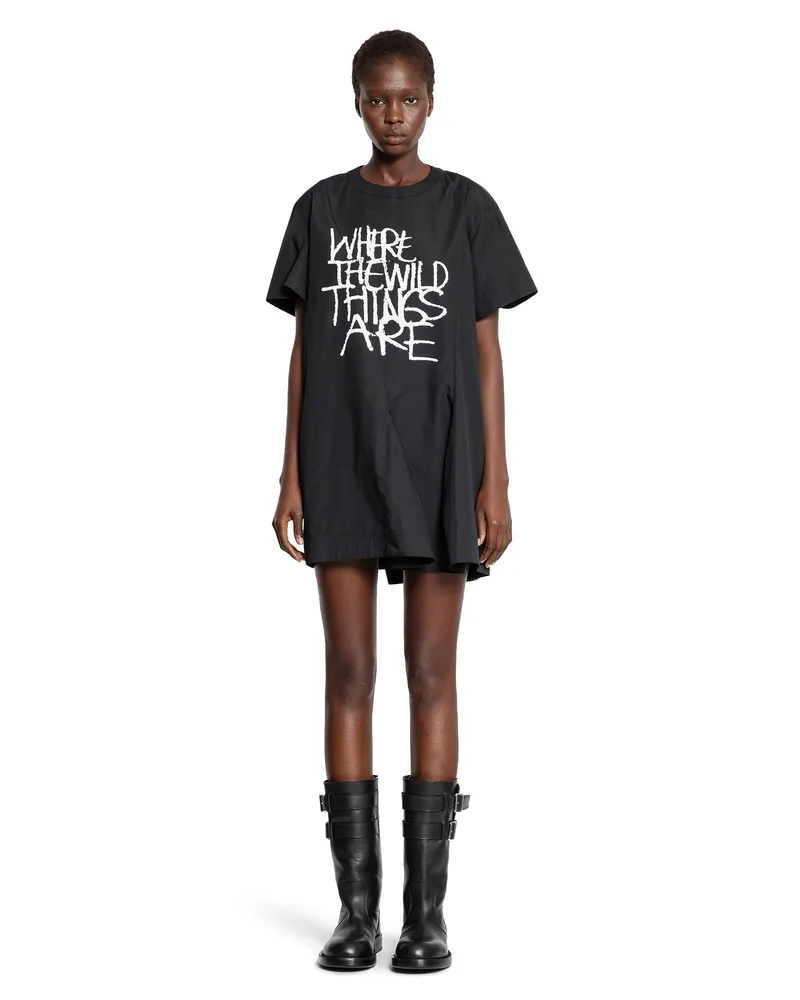 Sacai Where The Wild Things Are Poplin Dress Black