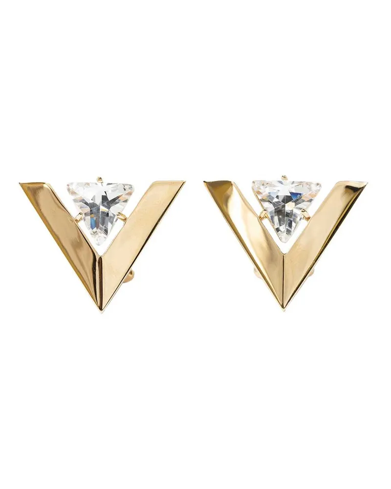 Valentino Garavani Je Les V Metal and Crystal Earrings Gold