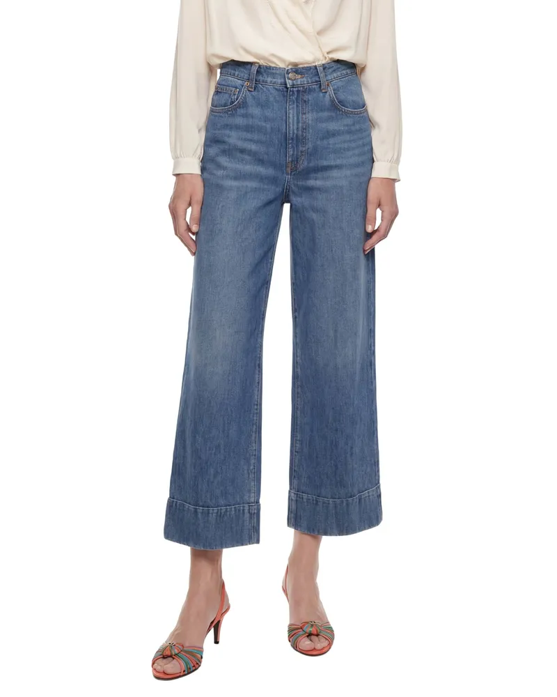 Valentino Garavani Cropped Flare Jeans Blue