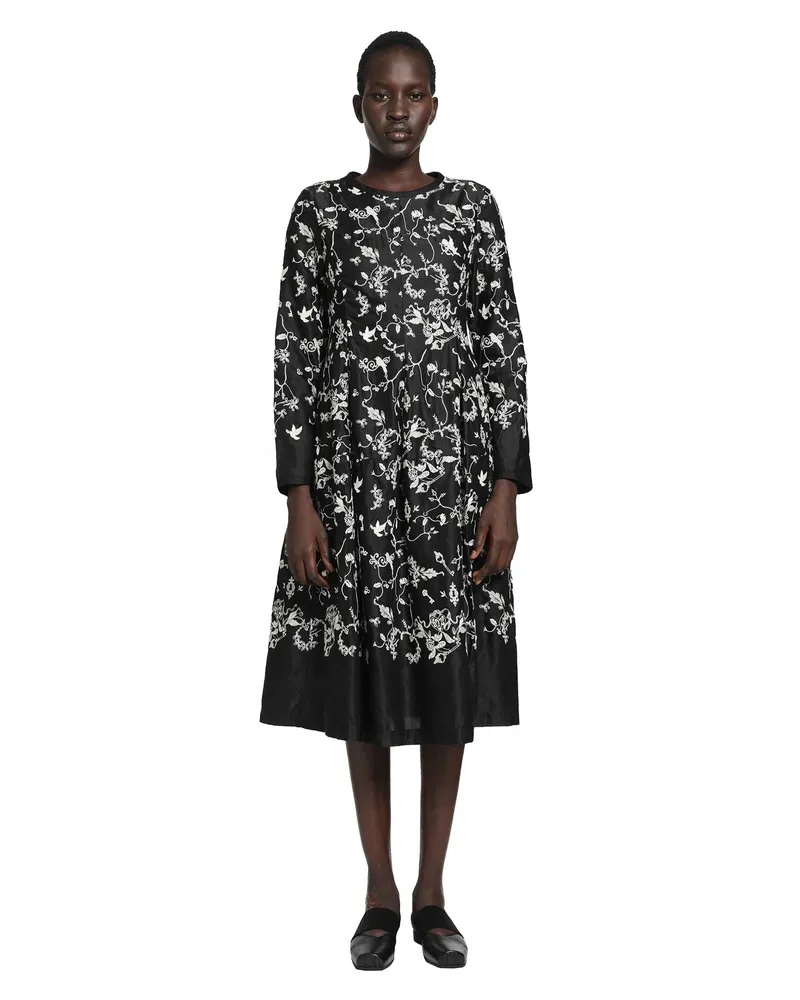 Renli Su Floral Midi Dress Black&white