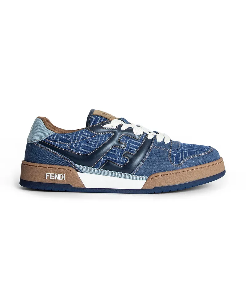 Fendi Match Denim-Effect FF Sneakers Blue