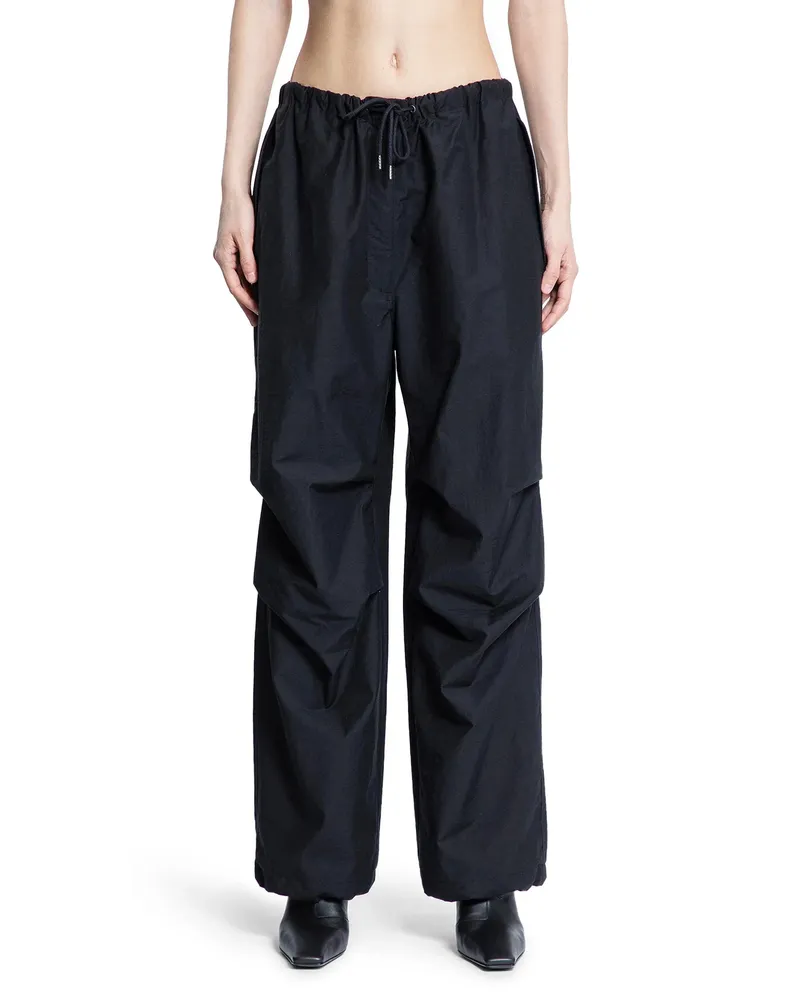 Acne Studios Pantaloni larghi in cotone nylon stropicciato Black