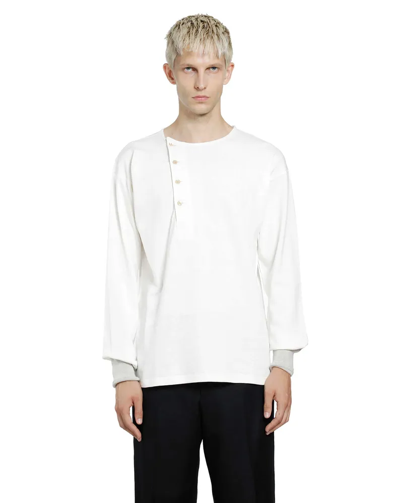 Taiga Takahashi LOT . 618 Side Henry Neck T-Shirt White
