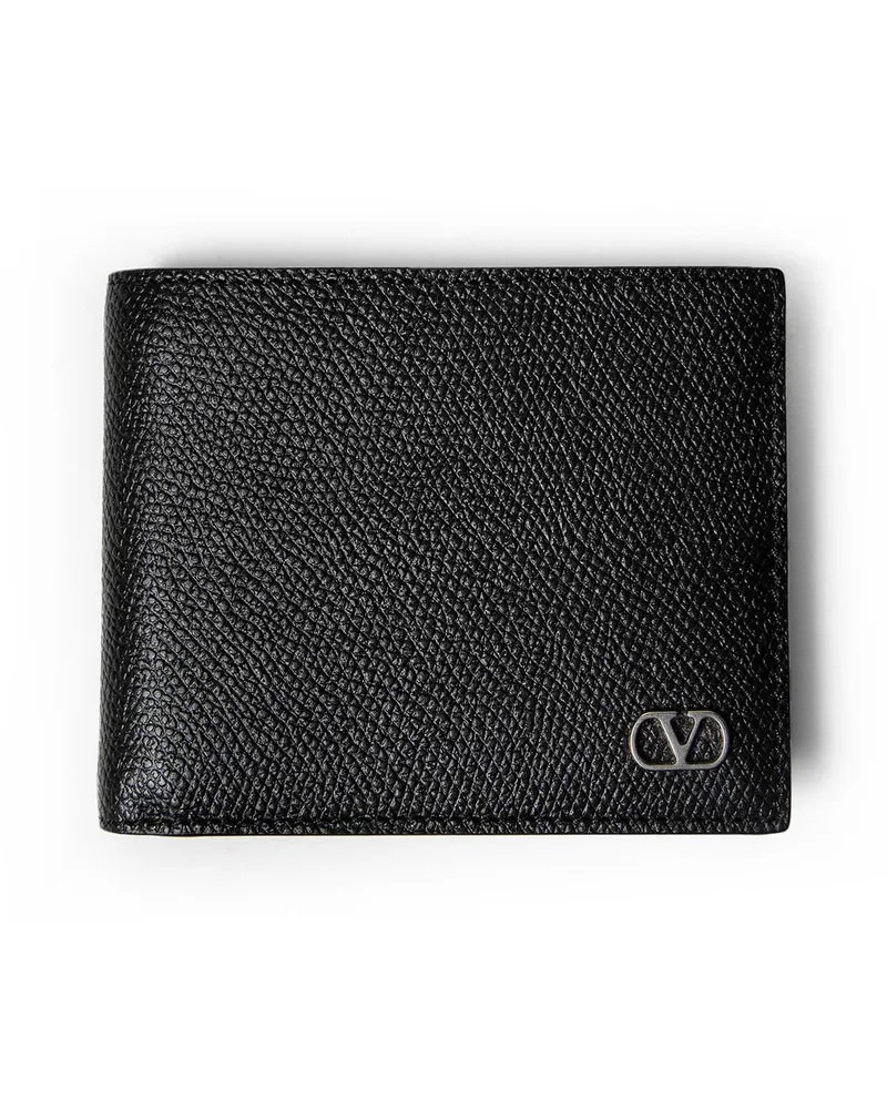 Valentino Garavani Vlogo Signature Grainy Calfskin Wallet Black