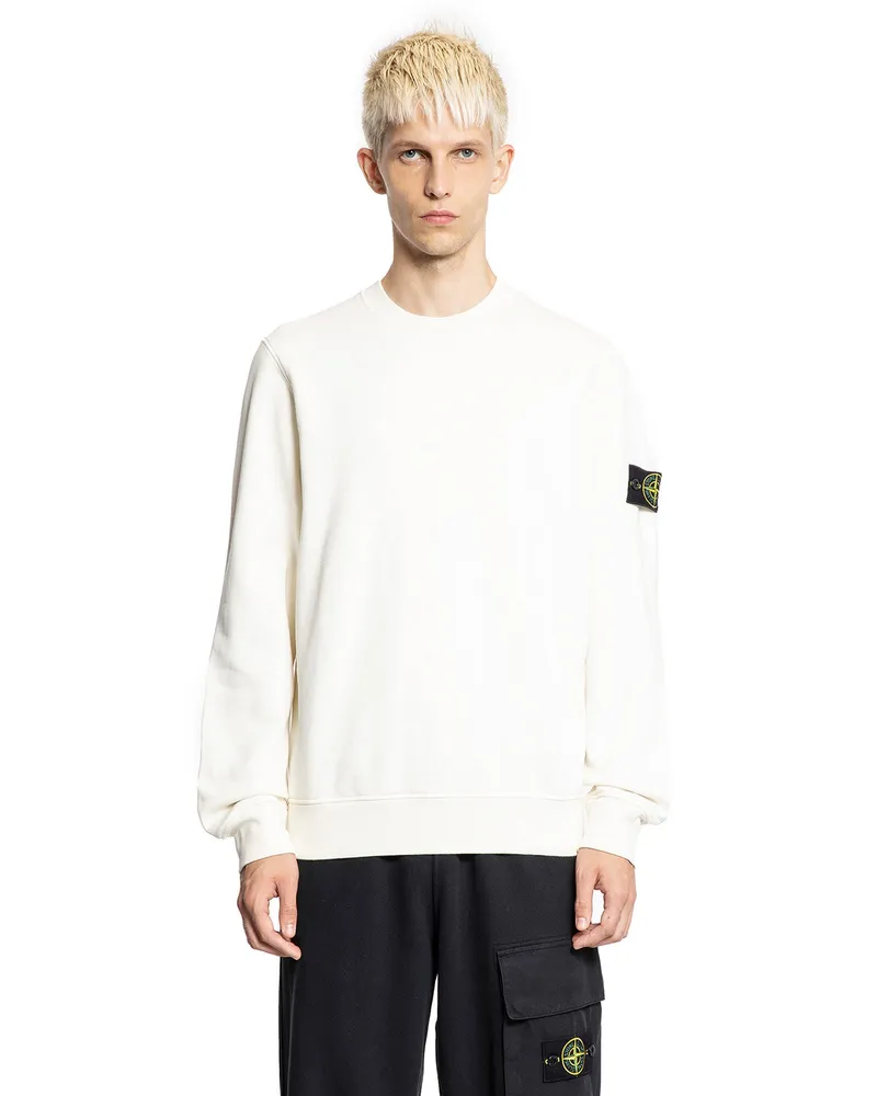 Stone Island 6100060 Organic Cotton Fleece Sweatshirt Off-white