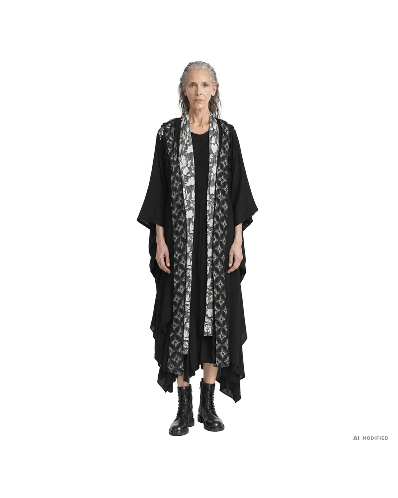 Yohji Yamamoto Layered Collar Long Coat Black