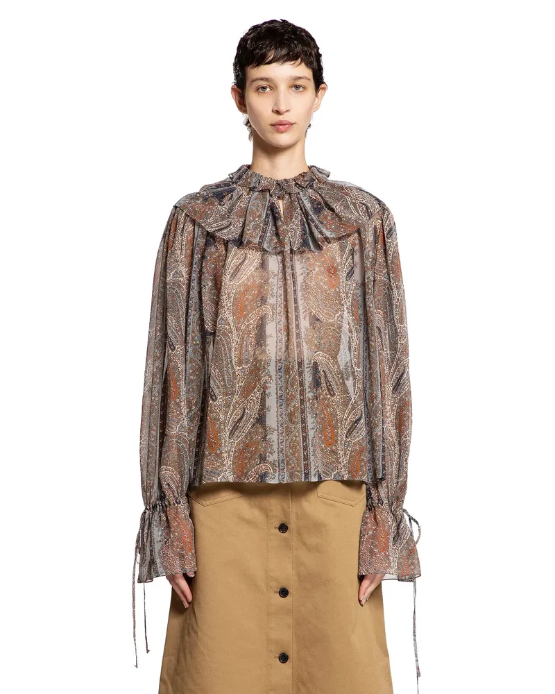 Saint Laurent Paisley Blouse in Georgette Cashmere Multicolor