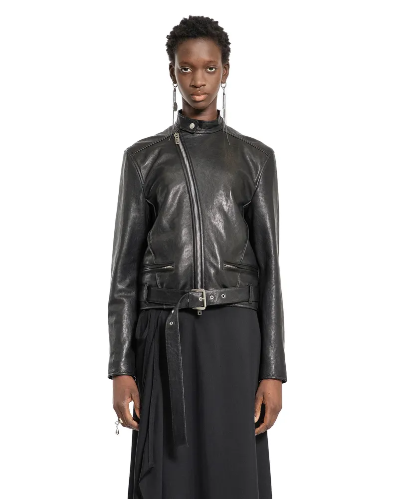 Ann Demeulemeester Ikra Fitted Biker Jacket Black