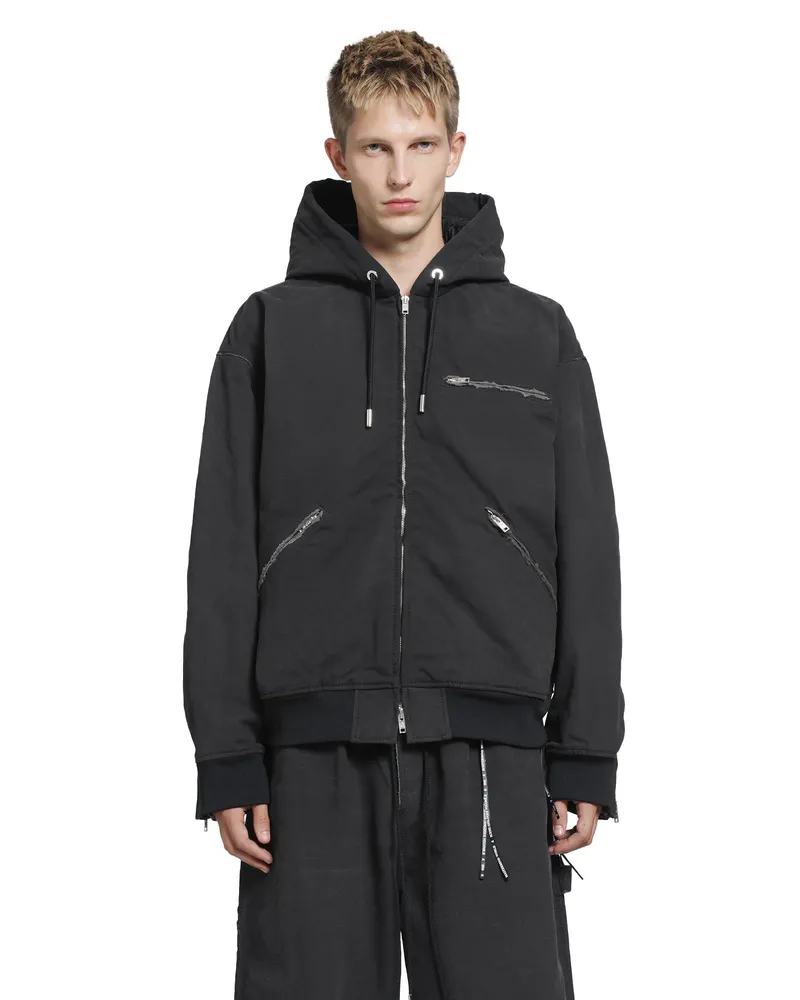 Mastermind World Stonewashed Hooded Work Jacket Black