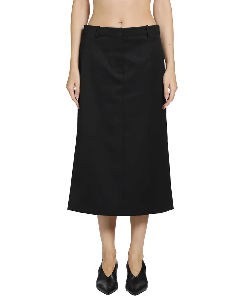 Fendi Grain De Poudre Midi Skirt Black