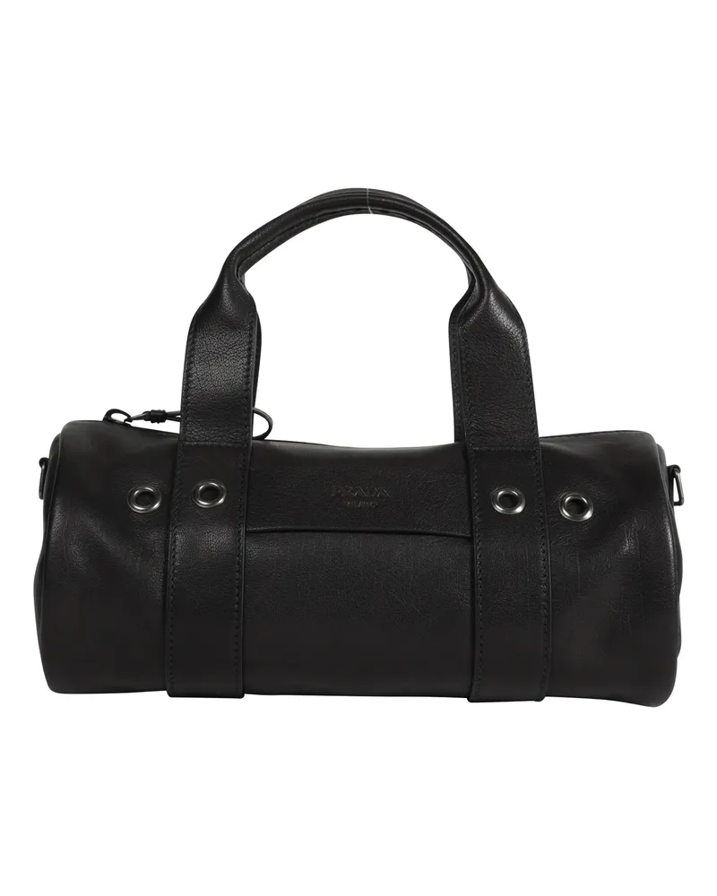 Prada Route Large Leather Top Handle Bag Black