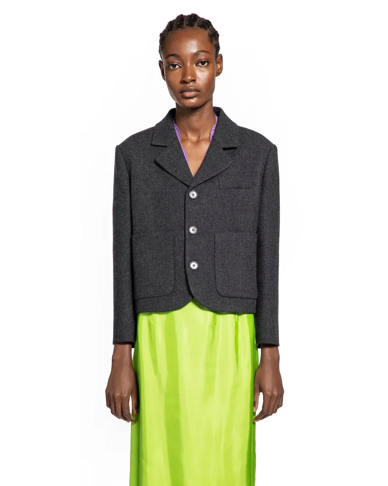 Gucci Cropped Wool Blazer Grey