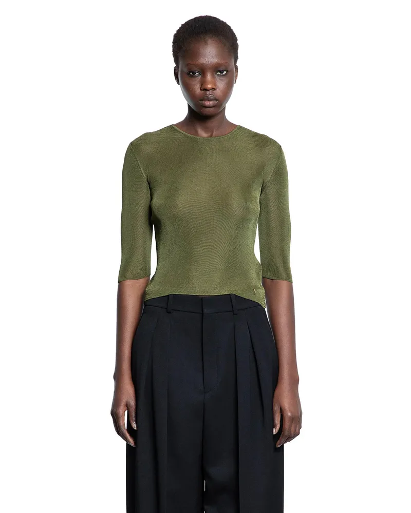 Saint Laurent Cassandre Top in Knit Green