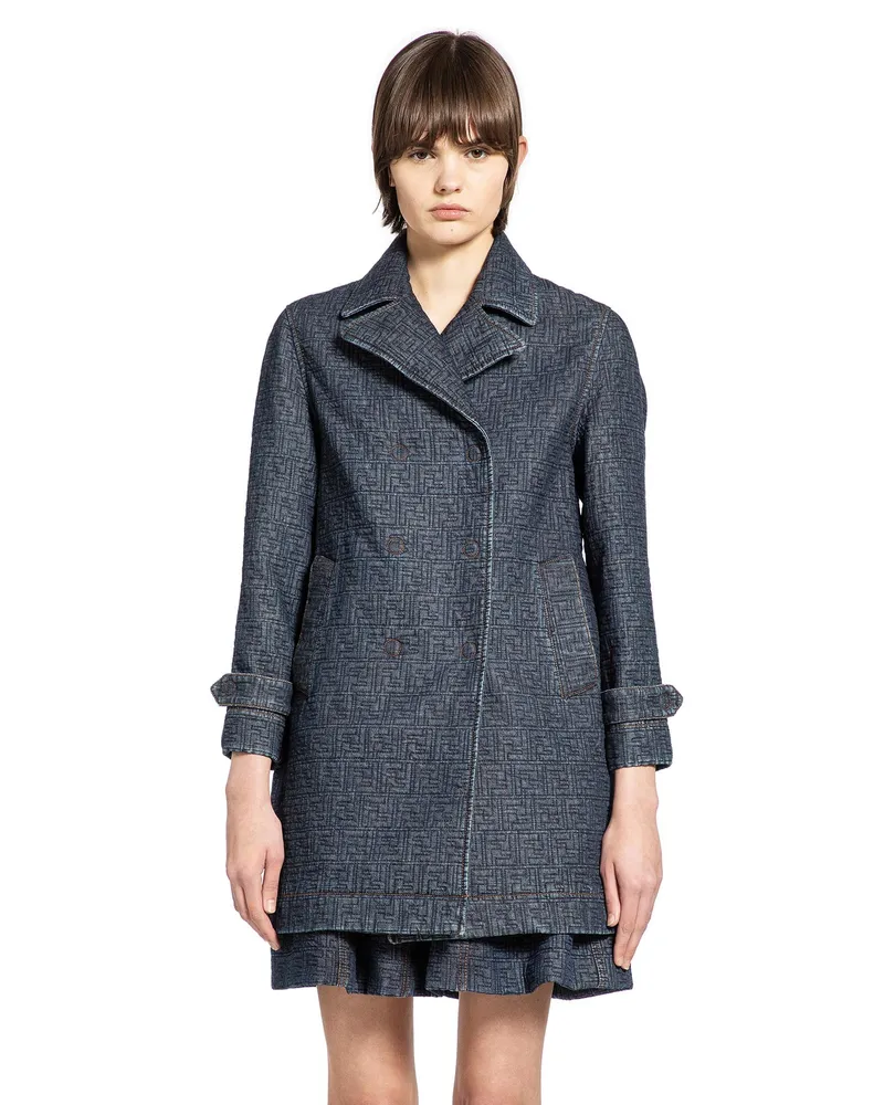 Fendi Quilted FF Denim Jacket Blue
