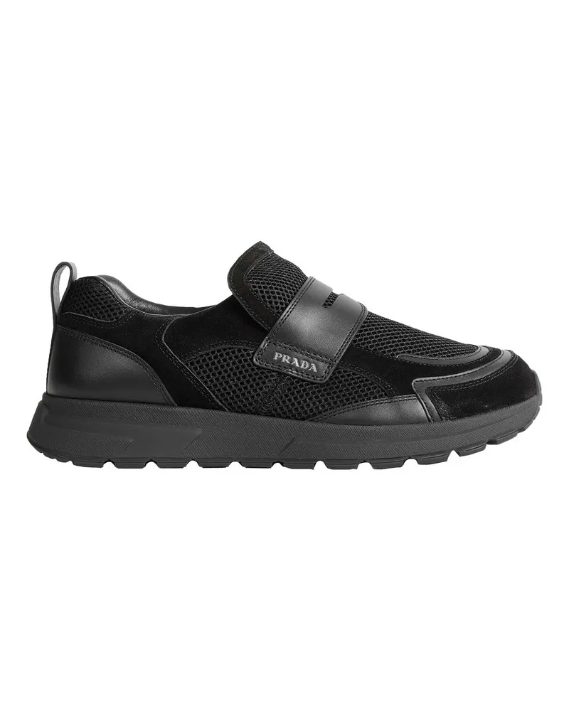 Prada Prax Mesh And Leather Loafers Black