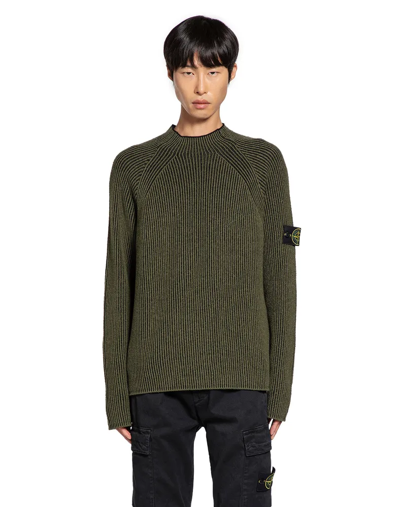Stone Island 5100023 Vanisé Full Rib Wool Sweater Green