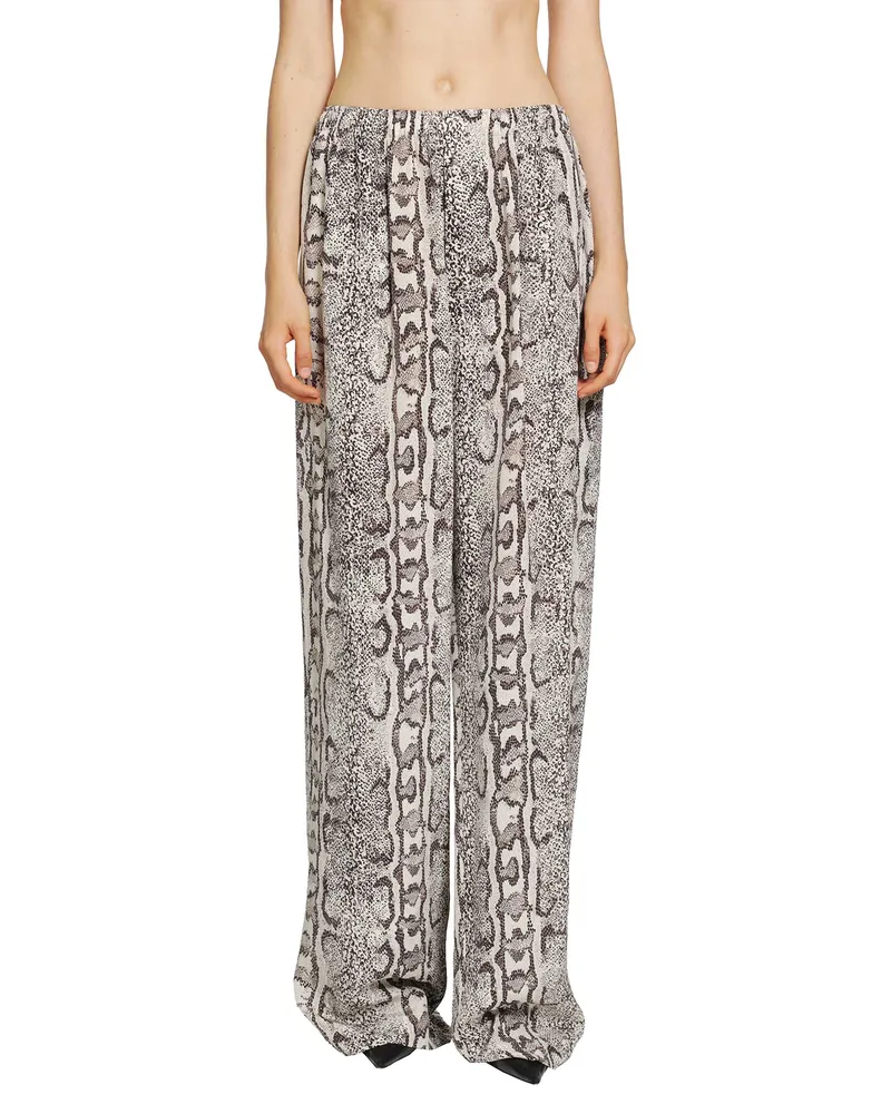 Balenciaga Python Print Silk Pyjama Pants Beige