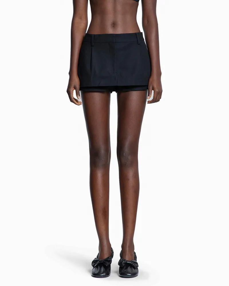 Acne Studios Smooth Cotton Satin Layered Mini Skirt Black