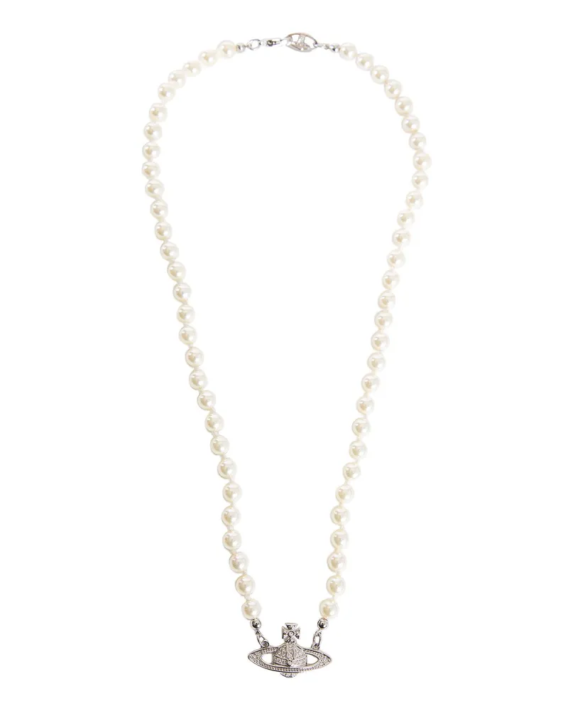 Vivienne Westwood One Row Pearl Drop Necklace White