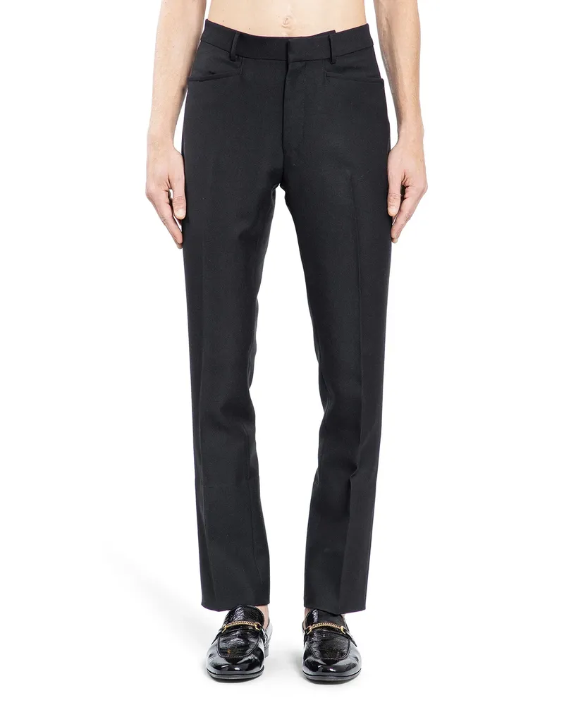 Tom Ford Cotton Silk Tailored Trousers Black