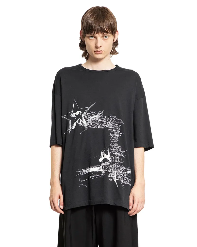 Ann Demeulemeester Dieter ''Sketchbook'' High-Comfort T-Shirt Black
