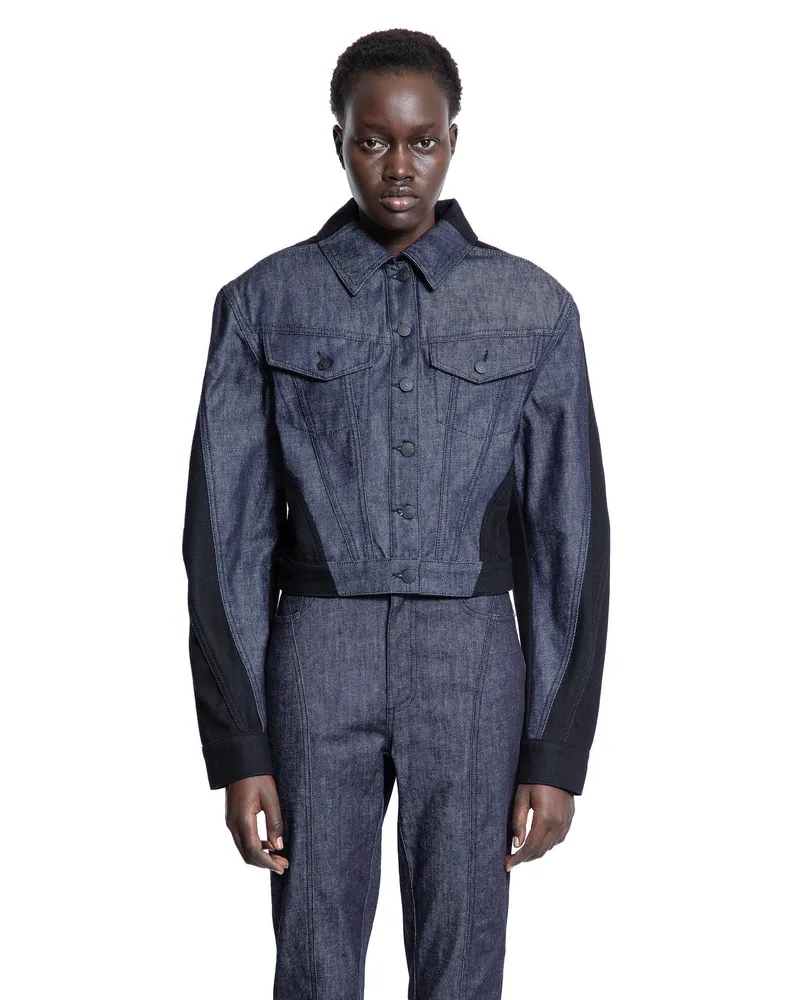 Thierry Mugler Giacca di jeans bicolore Blue