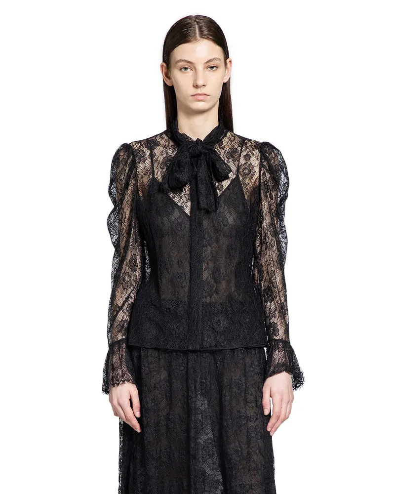 Chloé Lavallière Top in Floral Lace Jacquard Black
