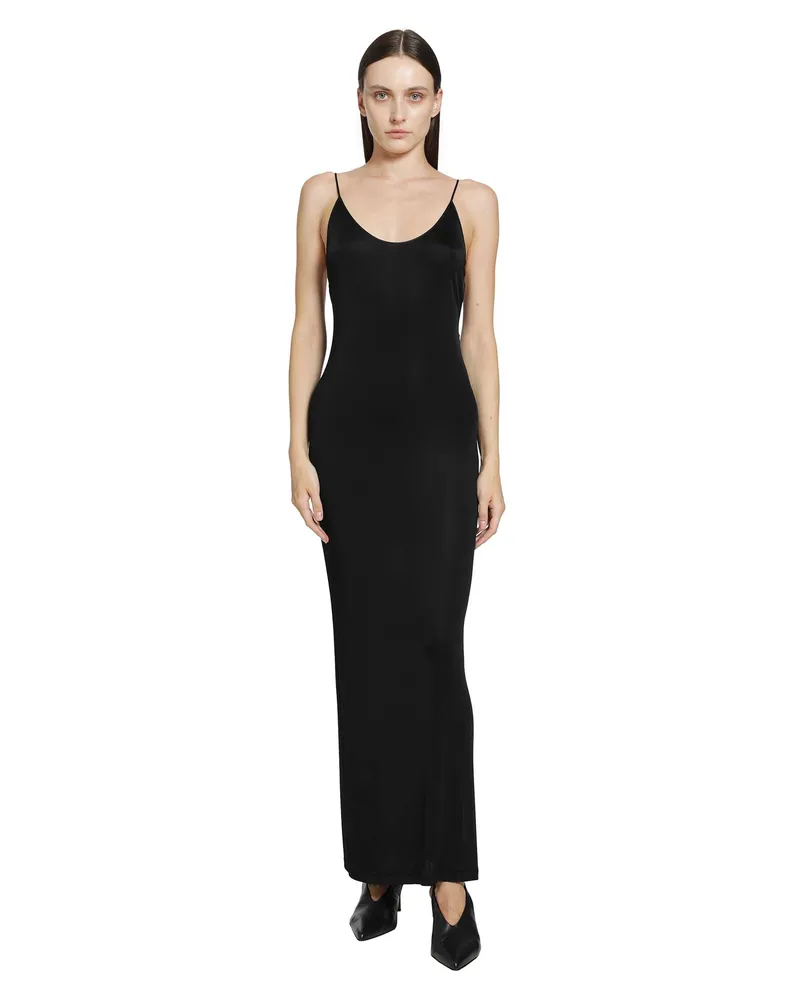 Saint Laurent Knit Cassandre Chain Backless Dress Black
