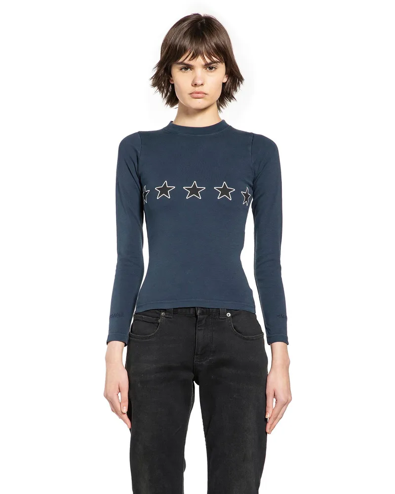 Balenciaga Top Rating Long Sleeve Fitted Top Blue