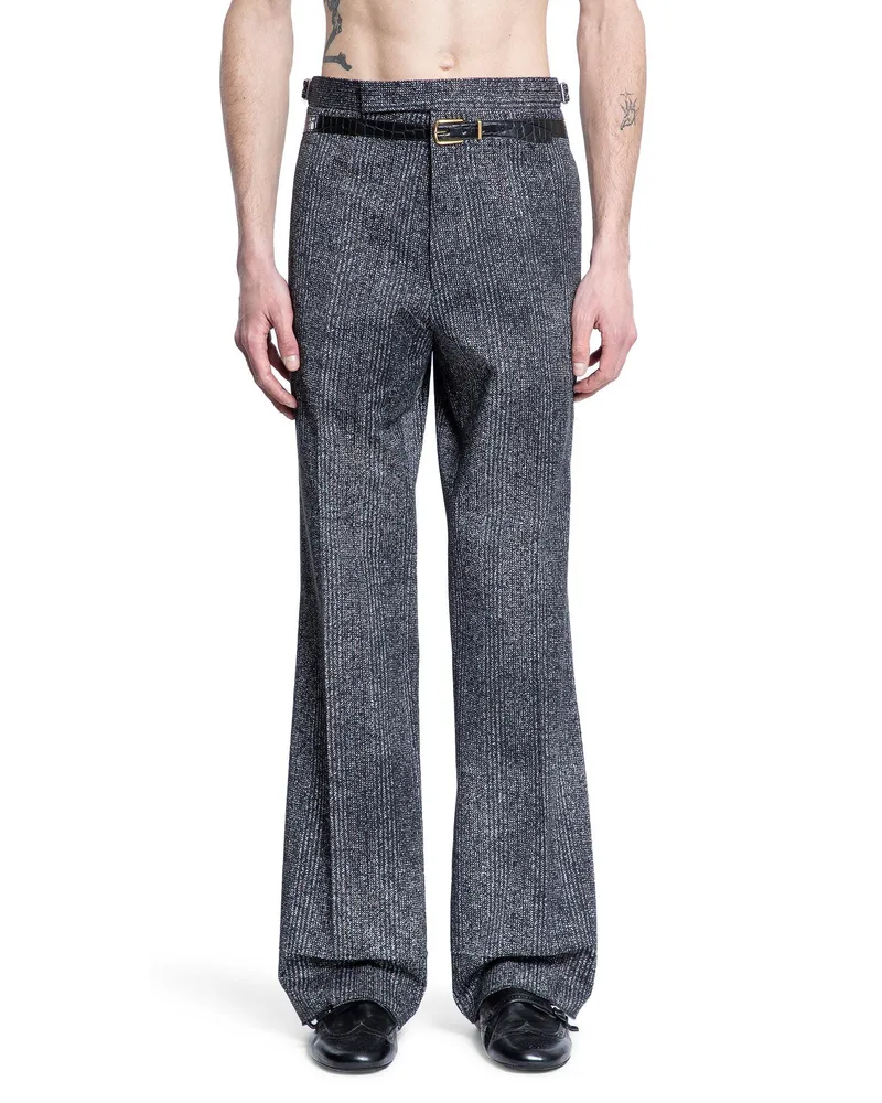 Prada Cotton Gabardine Pants with Printed Belt Grey