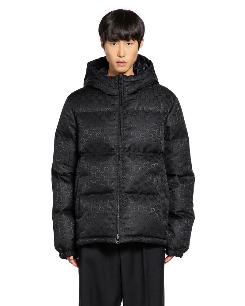 Gucci GG Nylon Down Hooded Down Jacket Black