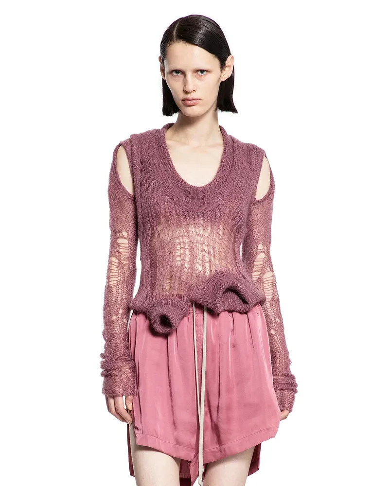 Rick Owens Banana Ragno in Rete Lavorata a Maglia Pink