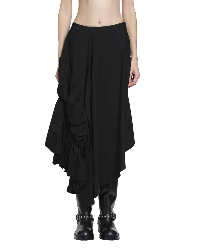 Comme des Garçons Draped Wool Skirt Black