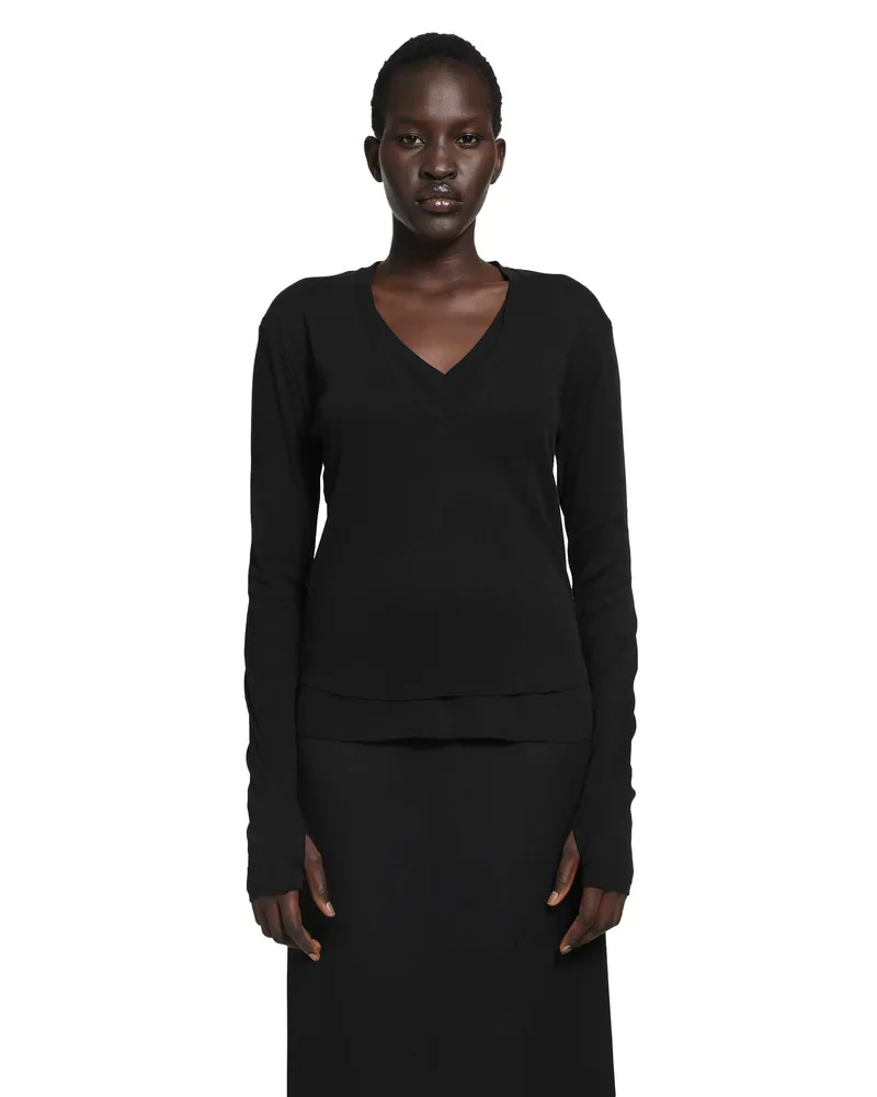 THOM KROM 2 in 1 V-Neck T-Shirt Black