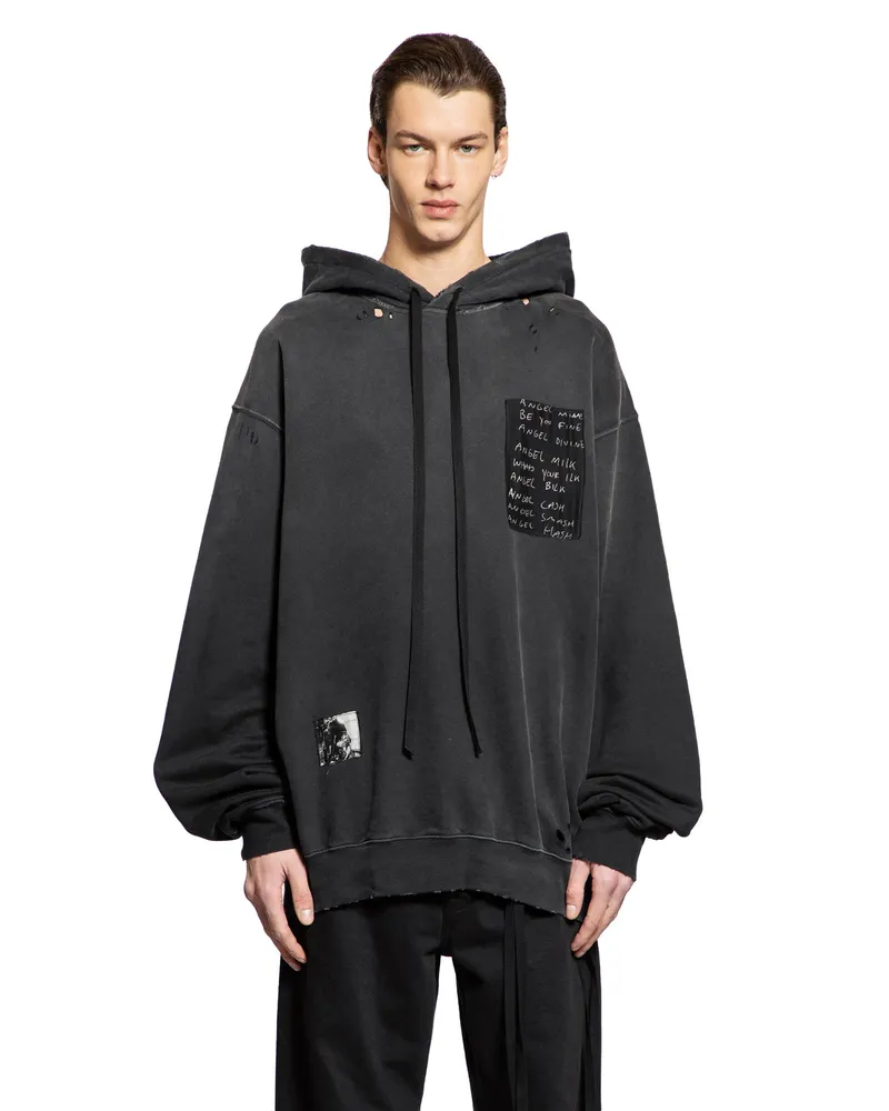 Ann Demeulemeester Ollie High-Comfort Hoodie With Printed Patches Black
